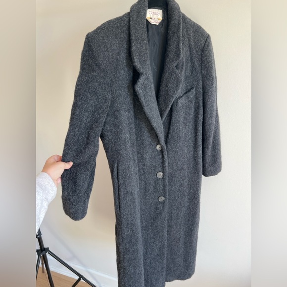 Vintage Cassidy Coat Sz 12 - 100% Wool Charcoal Gray Long Overcoat Made in USA - Picture 4 of 6